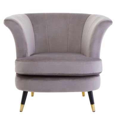 Loretta Velvet Scalloped Bedroom Chair In Mink