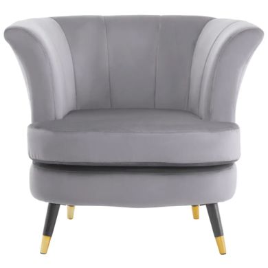 Loretta Velvet Scalloped Bedroom Chair In Grey