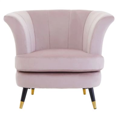 Loretta Velvet Scalloped Bedroom Chair In Dusky Pink