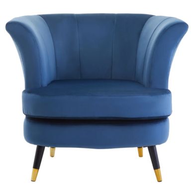 Loretta Velvet Scalloped Bedroom Chair In Midnight Blue