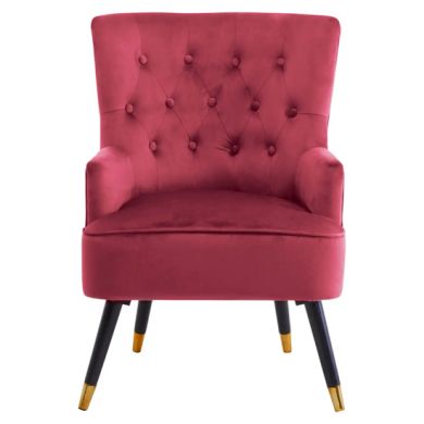 Loretta Velvet Tufted Bedroom Chair In Wine