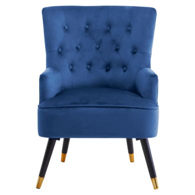 Loretta Velvet Tufted Bedroom Chair In Midnight Blue