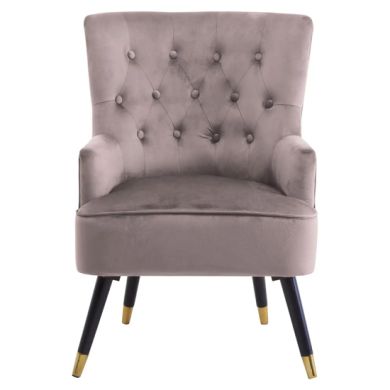 Loretta Velvet Tufted Bedroom Chair In Mink
