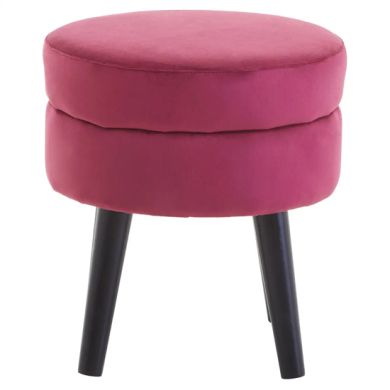 Loretta Velvet Stool In Wine With Black Wooden Legs