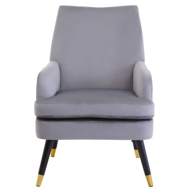 Loretta Velvet Armchair In Grey