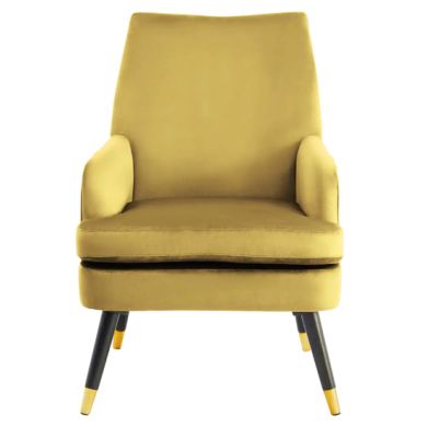 Loretta Velvet Armchair In Pistachio With Black Wood Legs