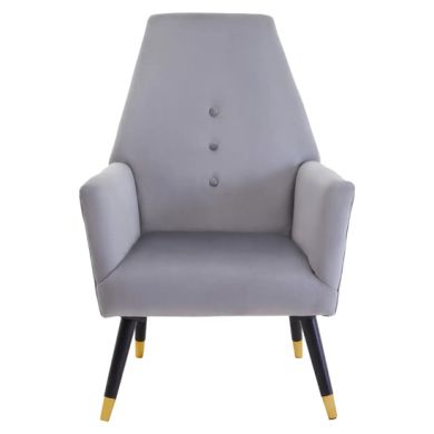 Loretta Velvet Button Detail Bedroom Chair In Grey