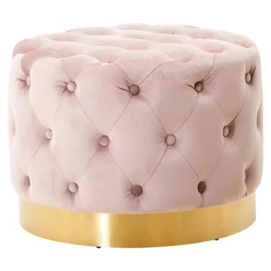 Loretta Velvet Stool In Dusky Pink With Matte Gold Finish Base