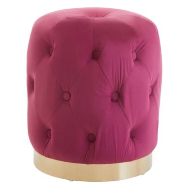 Loretta Velvet Button Tufted Stool In Wine