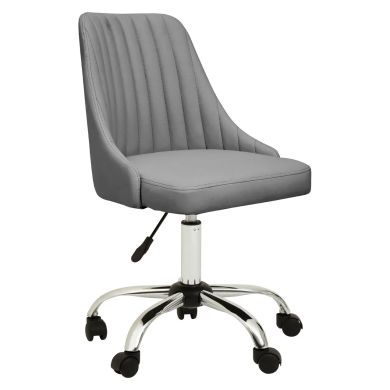 Brent Faux Leather Home And Office Chair In Grey With Chrome Base