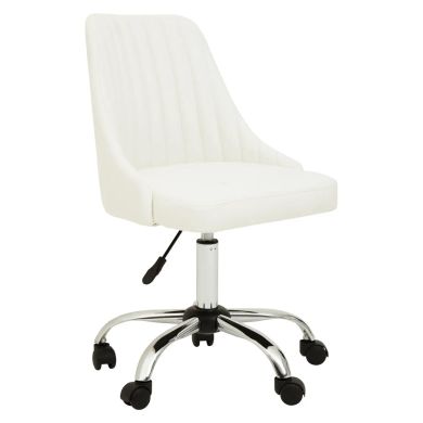 Brent Faux Leather Home And Office Chair In Off White