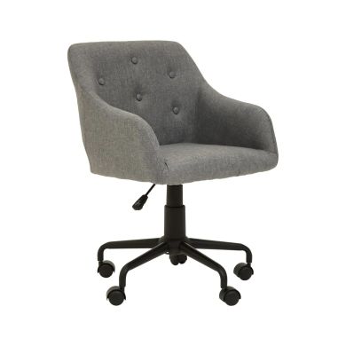 Brent Tufted Fabric Home And Office Chair In Grey With Black Base