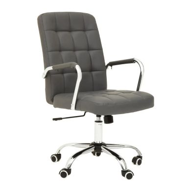 Brent Faux Leather Home And Office Chair In Grey