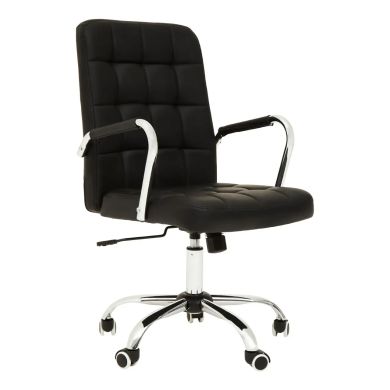 Brent Tufted Faux Leather Home And Office Chair In Black