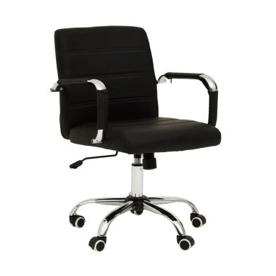Brent Faux Leather Home And Office Chair In Black With Chrome Base