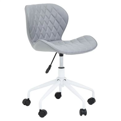 Brent Faux Leather Home And Office Chair In Grey With White Base
