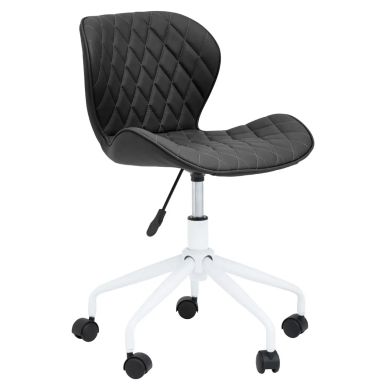 Brent Faux Leather Home And Office Chair In Black With White Base