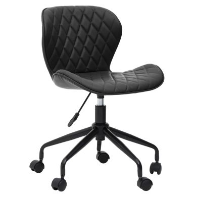 Brent Faux Leather Home And Office Chair In Black With Black Base