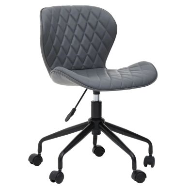 Brent Faux Leather Home And Office Chair In Grey With Black Base
