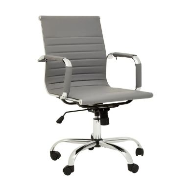 Brent Low Back Faux Leather Home And Office Chair In Grey