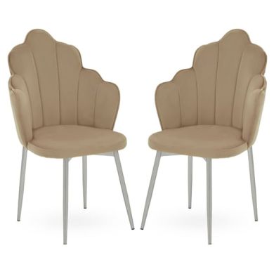Tian MInk Velvet Dining Chairs With Chrome Metal Legs In Pair