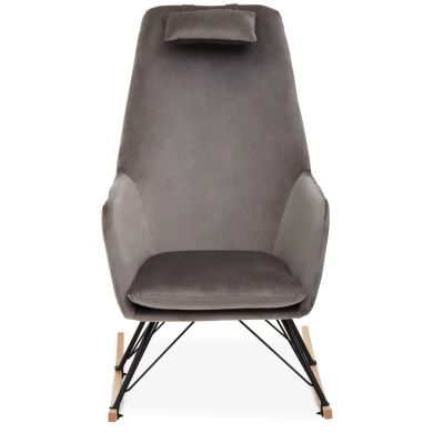 Stockholm Velvet Rocking Chair In Grey