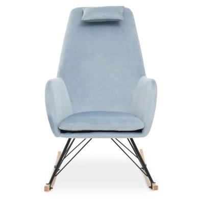 Stockholm Velvet Rocking Chair In Blue