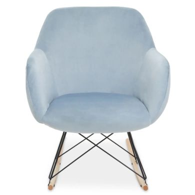 Stockholm Small Velvet Rocking Chair In Blue