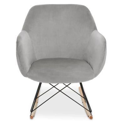 Stockholm Small Velvet Rocking Chair In Grey