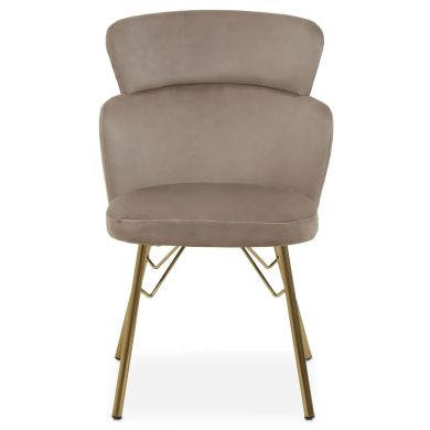 Veneto Velvet Dining Chair In Mink With Brushed Gold Metal Legs