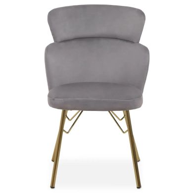 Veneto Velvet Dining Chair In Grey With Brushed Gold Metal Legs