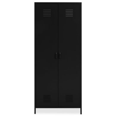 Academy Metal Wardrobe In Black With 2 Doors