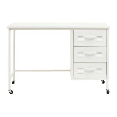 Academy Metal Desk With 3 Drawers In White