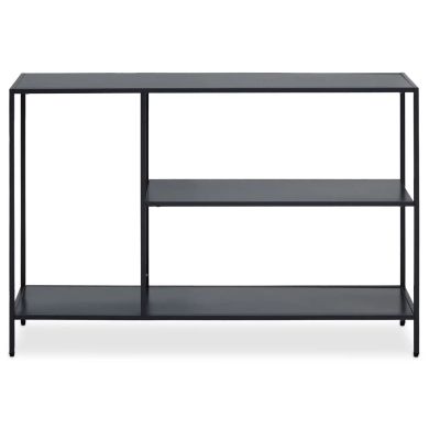 Acero Rectangular Metal Console Table With Undershelf In Black
