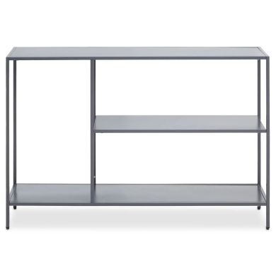 Acero Rectangular Metal Console Table With Undershelf In Grey