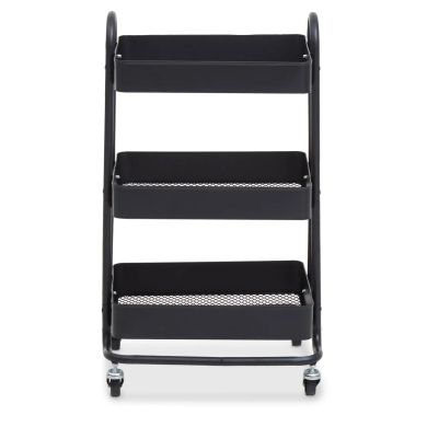 Acero Metal Three Tier Trolley In Black