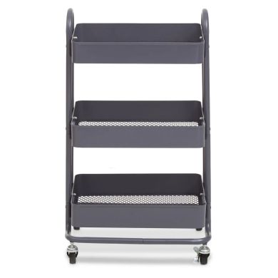 Acero Metal Three Tier Trolley In Grey