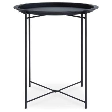Acero Round Metal Side Table In Black
