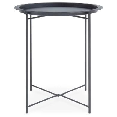 Acero Round Metal Side Table In Grey