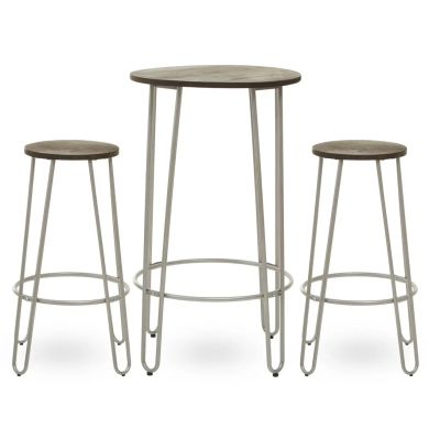 District Bar Table And Stool Set In Silver