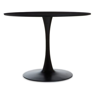 Laila Small Wooden Dining Table In Black With Metal Base