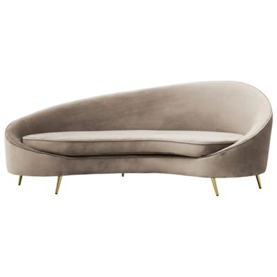 Hasina Velvet 3 Seater Sofa In Mink With Black Metal Legs