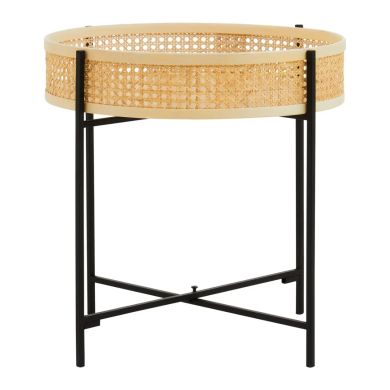 Depok Rattan Tray Side Table With Cross Legs