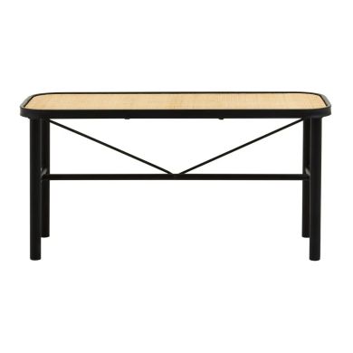Depok Natural Ratan Seat Seating Bench With Black Wooden Base