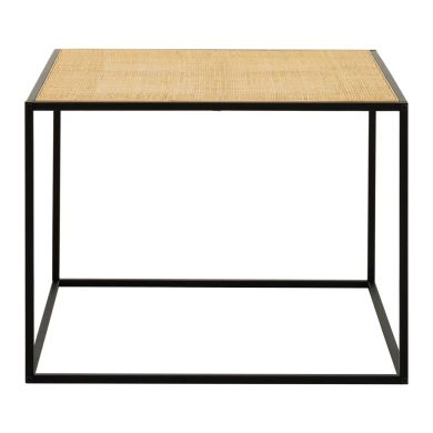 Depok Natural Ratan Coffee Table With Black Wooden Base