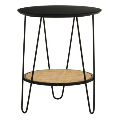 Depok Metal Side Table In Black With Hairpin Legs