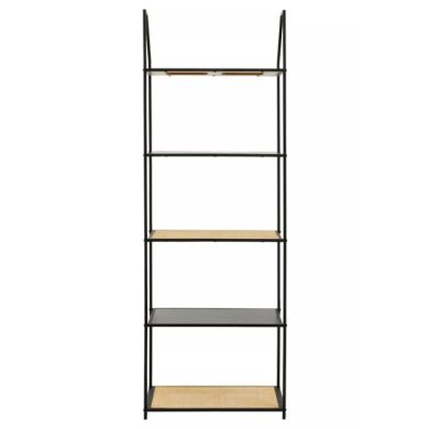 Depok Wooden 5 Tier Shelving Unit In Natural Rattan