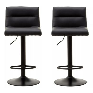 Baina Black Faux Leather Effect Bar Stools In Pair