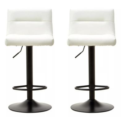 Baina White Faux Leather Effect Bar Stools In Pair