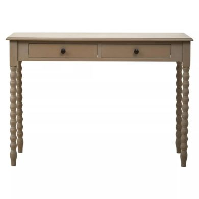 Heritage Wooden Computer Desk With Two Drawers In Grey